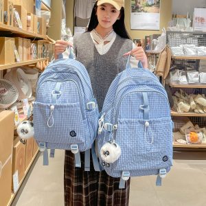 8927#Plaid Cute Girl Backpack